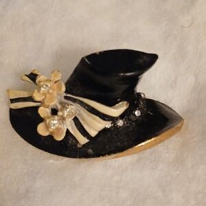 Vintage My Fair Lady Black Enamel Hat Collectible Brooch